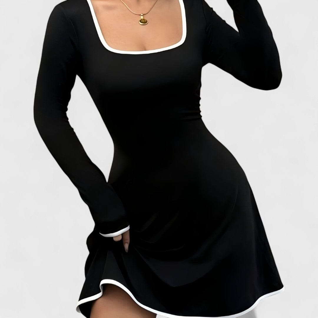 Antonia - Robe Élégante Ligne A à Manches Longues