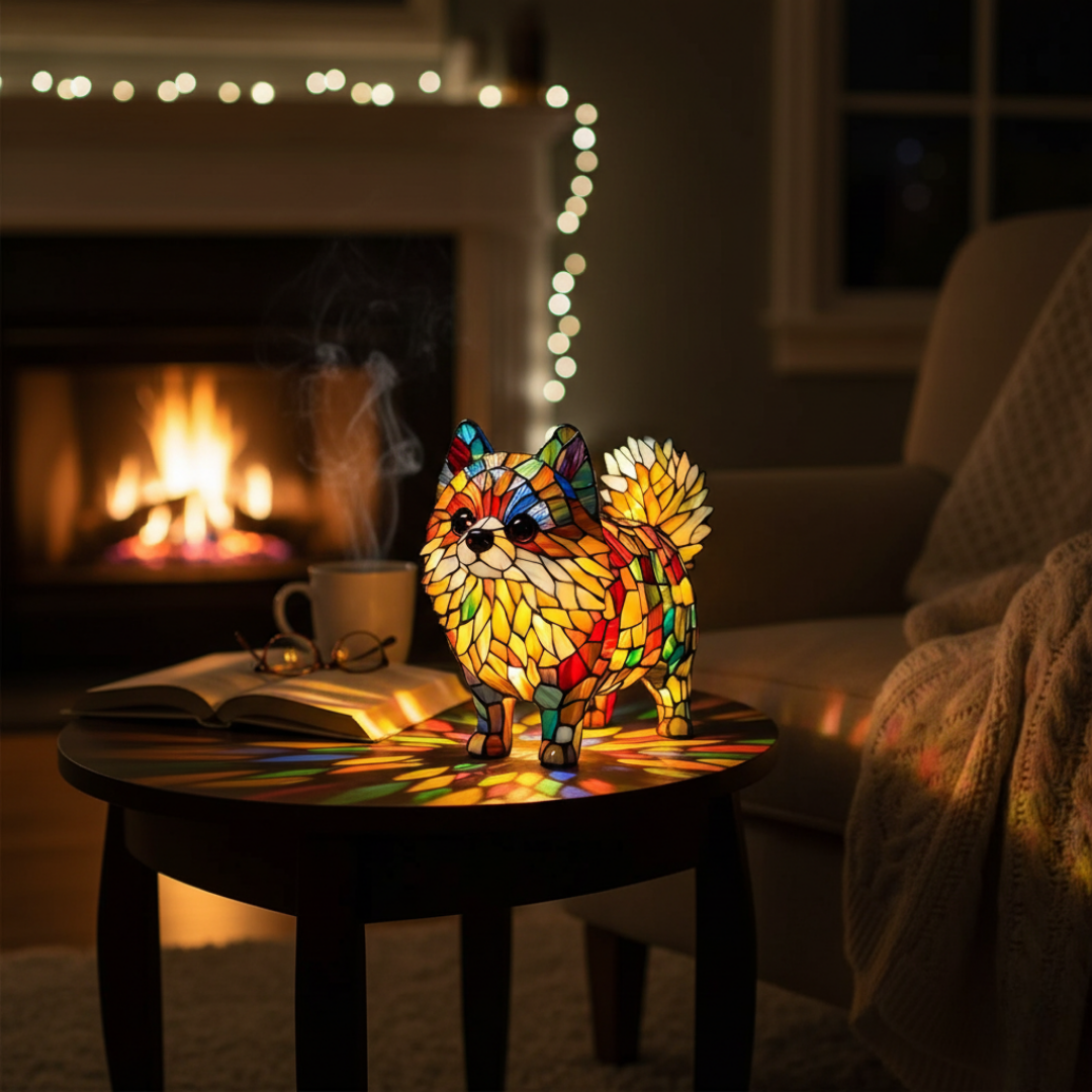 Handgefertigte Lampe – Pommeraner von ewigem Glanz und Herdfeuer