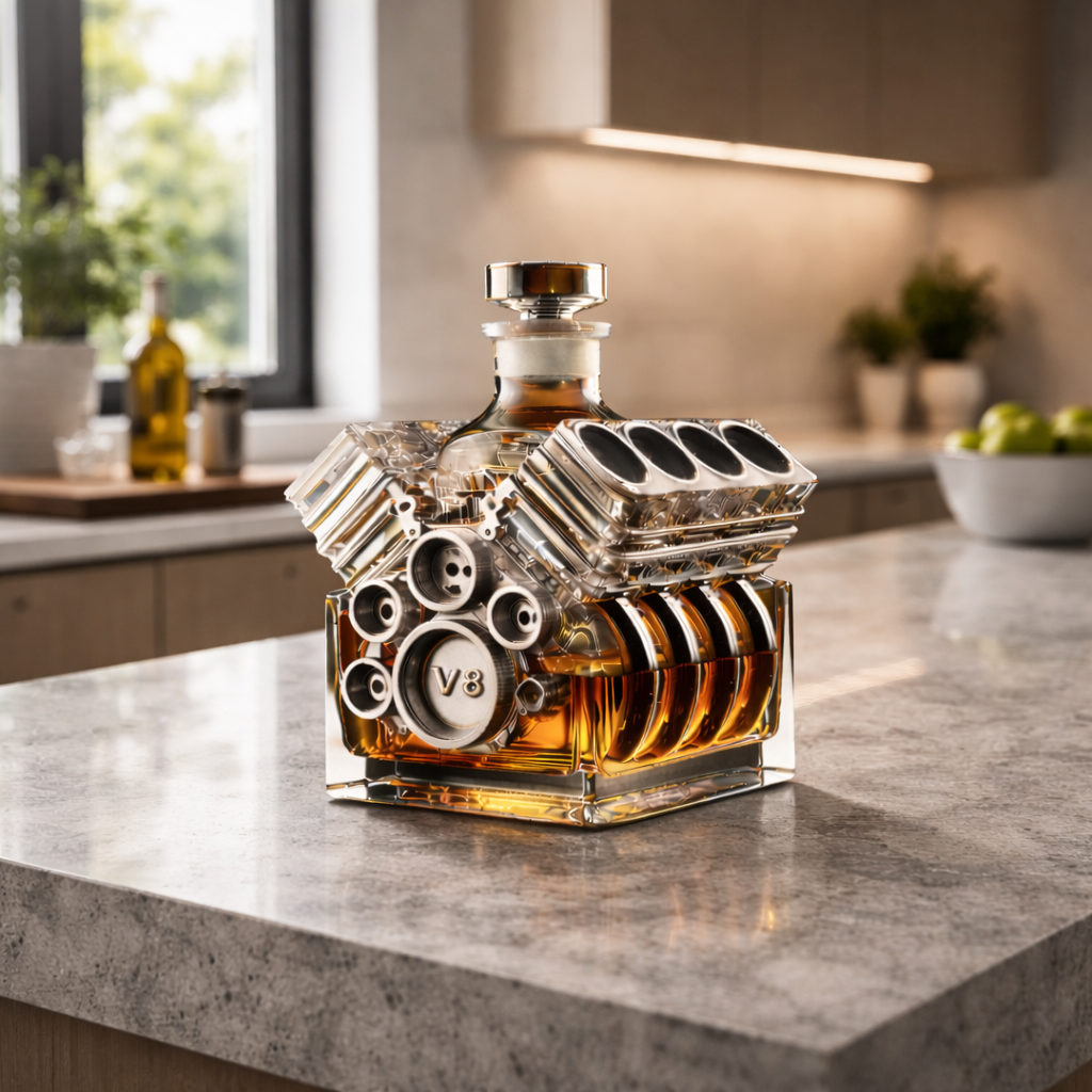 Whisky-Flasche „Motor“ – Die Eleganz der Geschwindigkeit