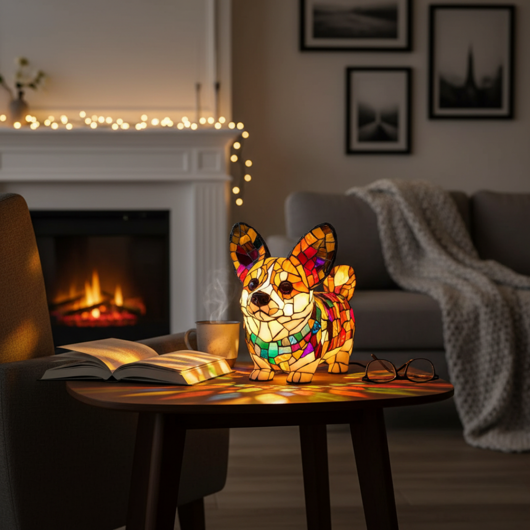 Lampe artisanale – Le doux corgi à l'éclat éternel et à la chaleur douillette