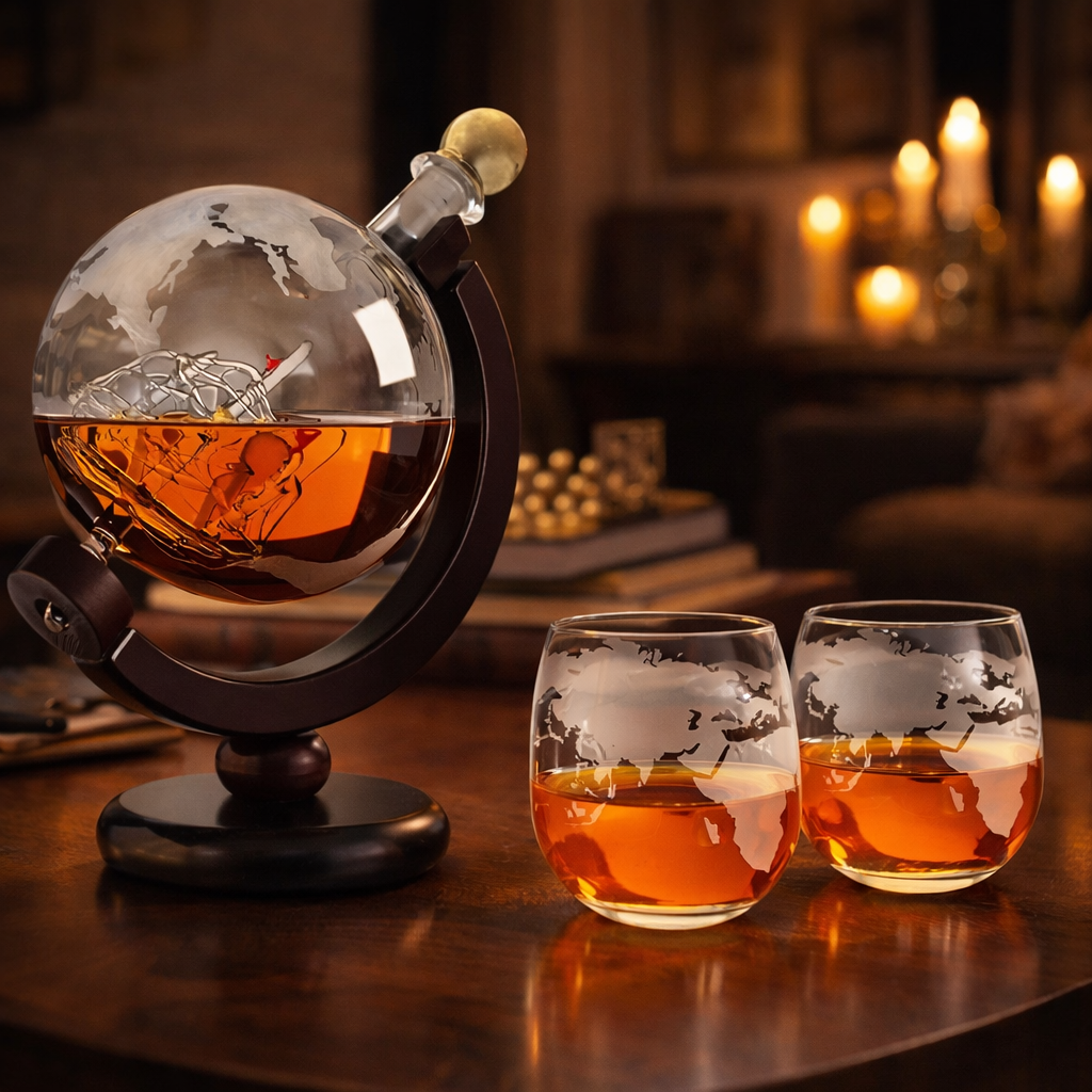 Carafe à Whisky Mappemonde - Un Voyage de Style