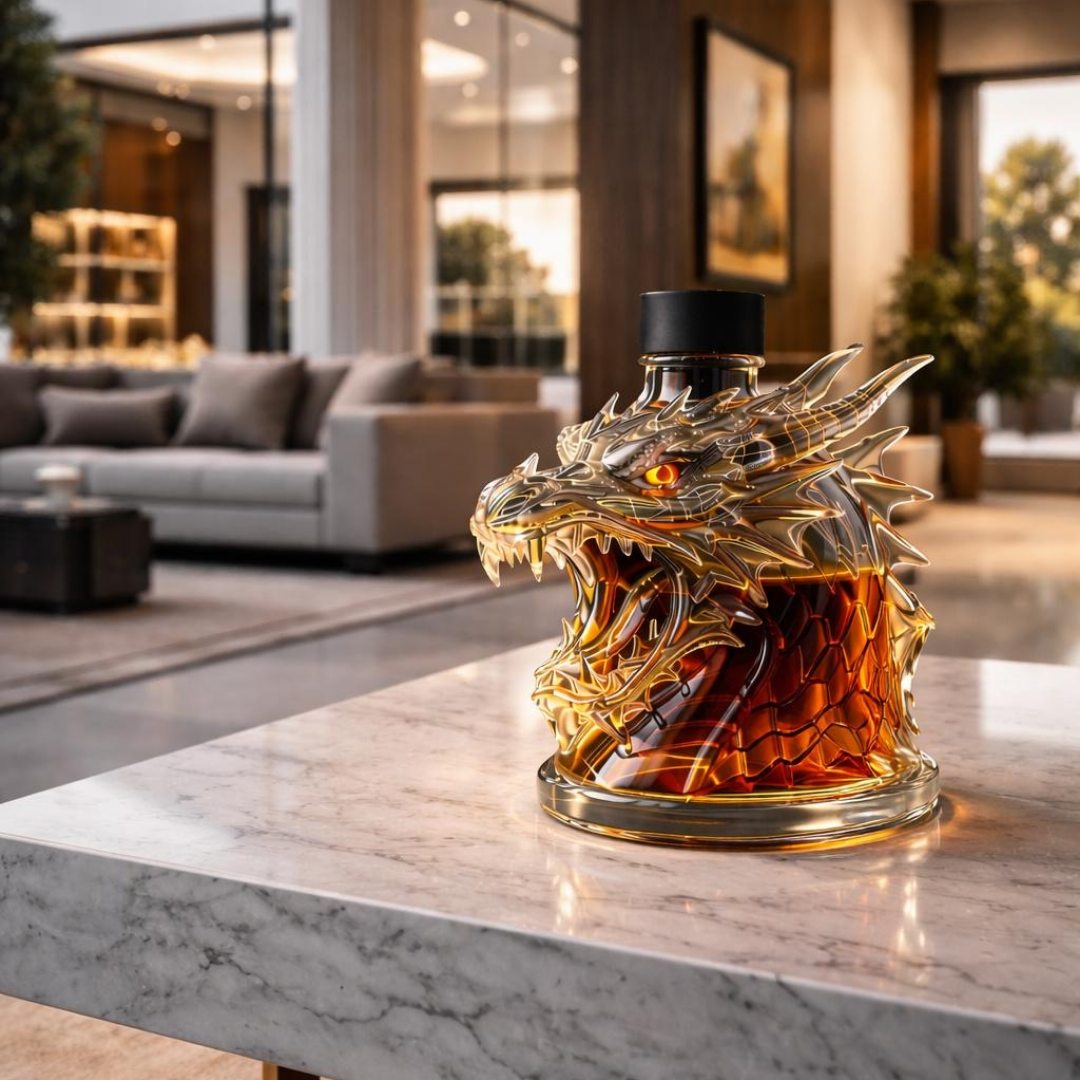 Whiskyflasche "Draak" – Drachenkopf-Design