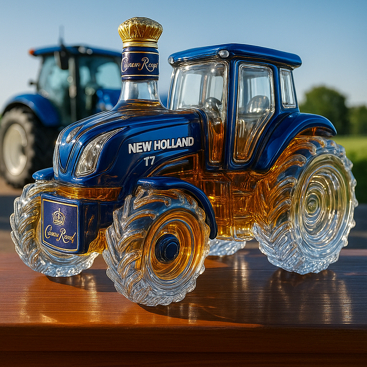 Carafe à Whisky Artisanale en Forme de Tracteur New Holland T7