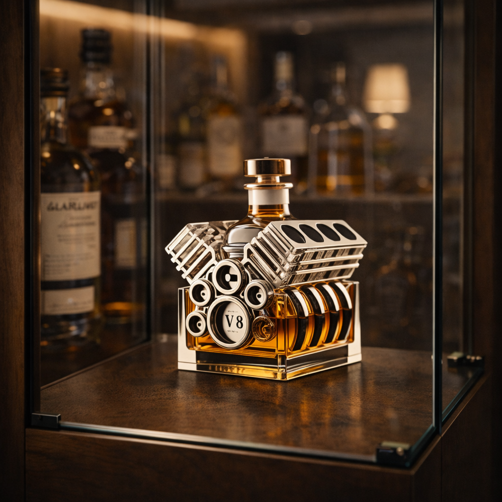 Whisky-Flasche „Motor“ – Die Eleganz der Geschwindigkeit