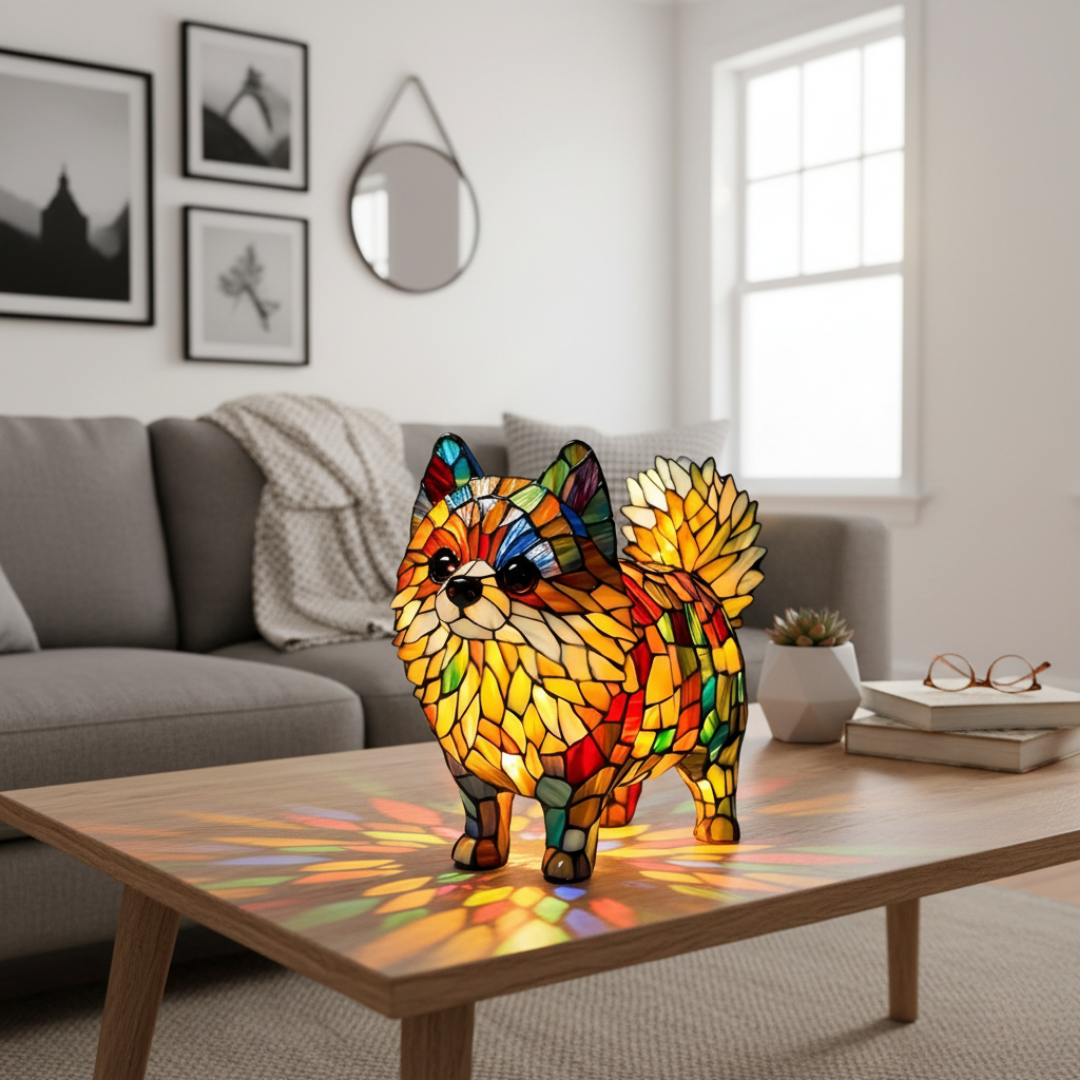 Handgefertigte Lampe – Pommeraner von ewigem Glanz und Herdfeuer