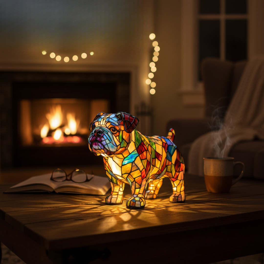 Lampada Artigianale – Bulldog Serenade, Keeper of Warm Hearthlight