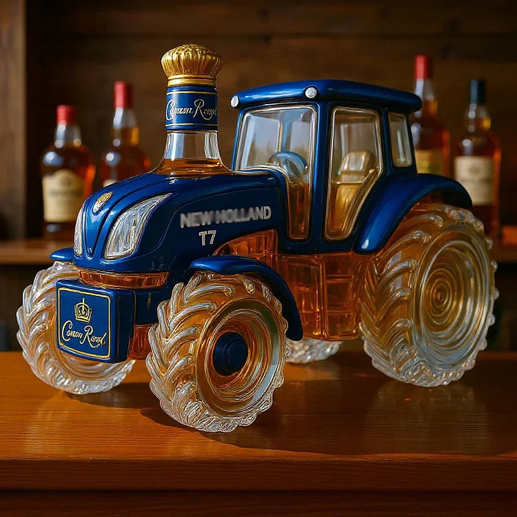 Carafe à Whisky Artisanale en Forme de Tracteur New Holland T7