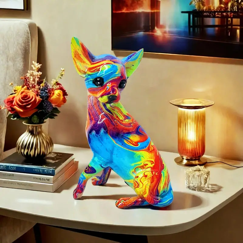 Lampe artisanale – Lampe de table Chien Chihuahua en résine