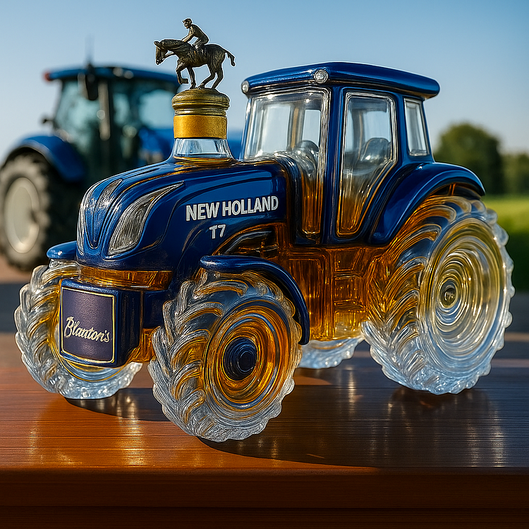 Carafe à Whisky Artisanale en Forme de Tracteur New Holland T7